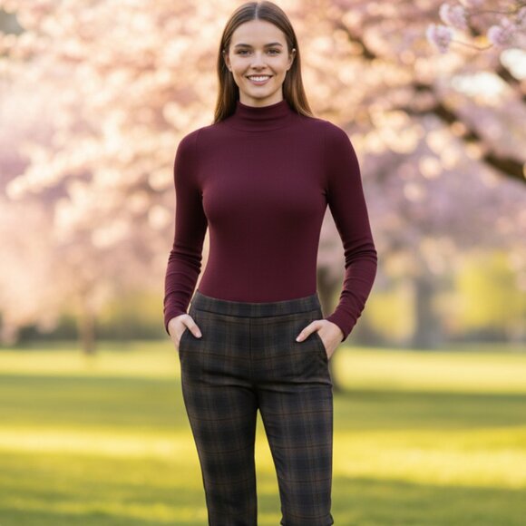 NWT 41 Hawthorn Turtleneck Top Burgundy M - Picture 1 of 11